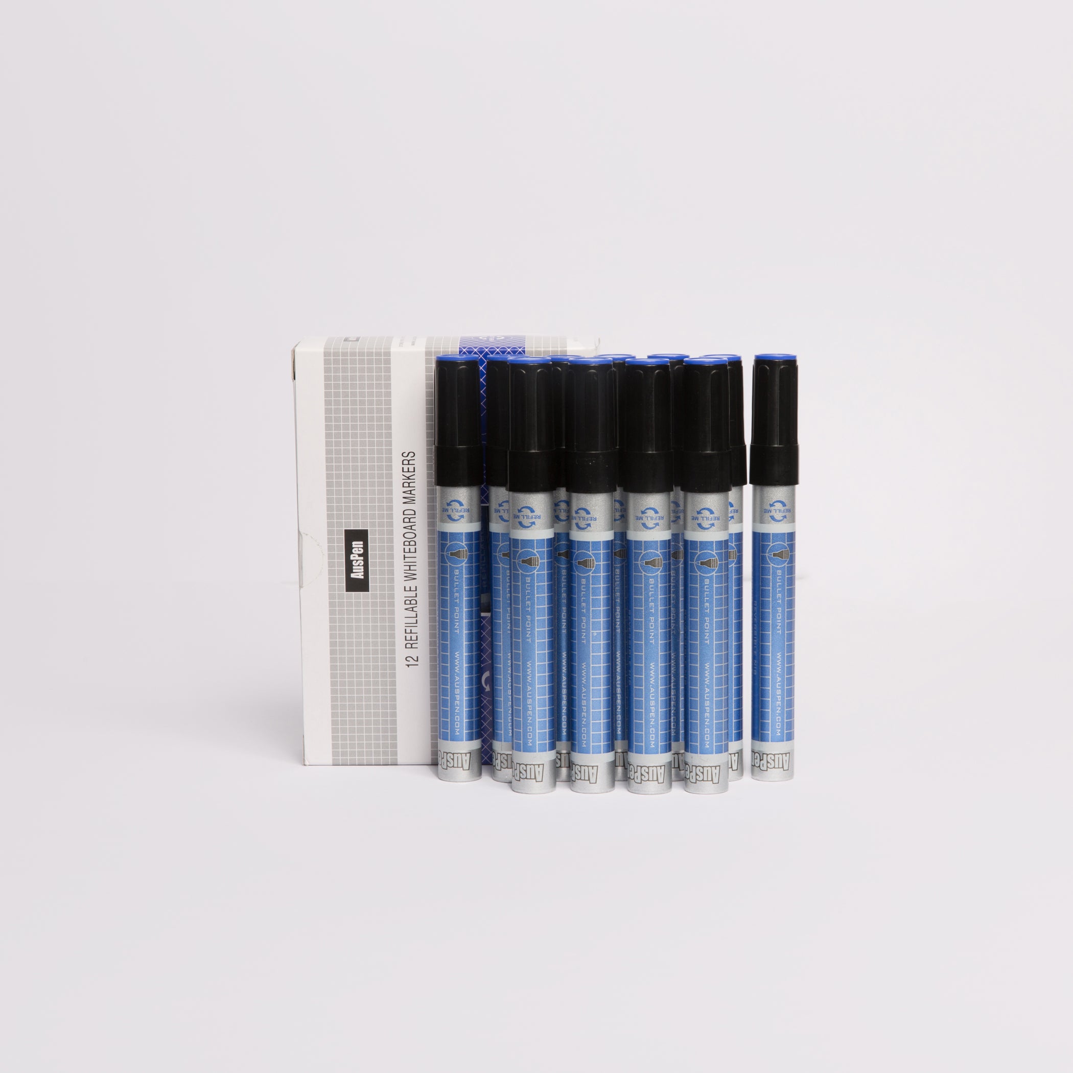 12 Blue Refillable Dry Erase Whiteboard Markers