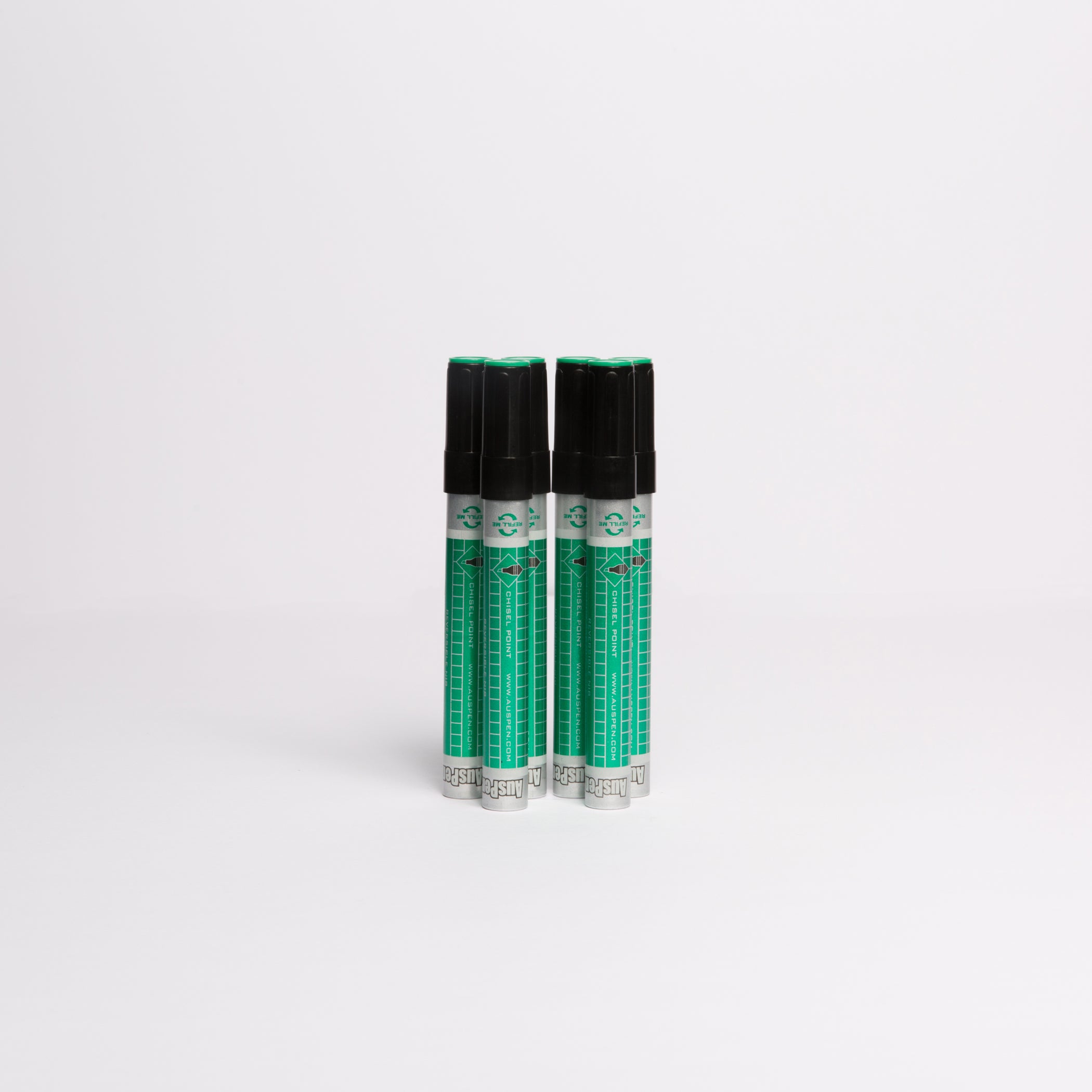 6 Green Refillable Whiteboard Markers